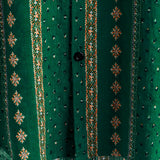 Chemise à Manches Courtes en Coton Vintage des Années 70 avec Imprimé Rayé Vert pour Homme