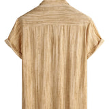 Chemise à Manches Courtes en Coton avec Poche pour Homme à Rayures Noires Respirante