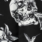 Chemise Hawaïenne en Coton Noir à Manches Courtes pour Homme avec Crâne, Colibri et Style Punk Rock