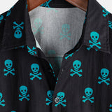 Chemise en Coton d'Été à Manches Courtes pour Homme avec Design de Crâne Punk Rock