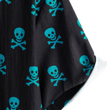 Chemise en Coton d'Été à Manches Courtes pour Homme avec Design de Crâne Punk Rock