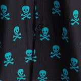 Chemise en Coton d'Été à Manches Courtes pour Homme avec Design de Crâne Punk Rock