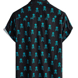 Chemise en Coton d'Été à Manches Courtes pour Homme avec Design de Crâne Punk Rock