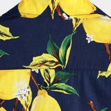 Chemise Hawaïenne en Coton à Manches Courtes avec Imprimé de Citron Tropical Jaune pour Homme
