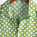 Chemise à Manches Courtes en Coton Vert Frais d'Été pour Homme
