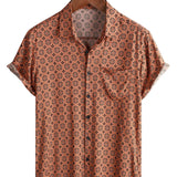 Chemise en Coton Vintage d'Été à Manches Courtes pour Homme