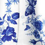 Chemise en Coton d'Été Décontractée à Manches Courtes avec Boutons Hawaïens à Fleurs Bleues pour Homme