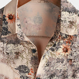Chemise Casual en Coton Rétro à Boutons avec Imprimé Floral pour Homme