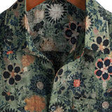Chemise à Manches Courtes en Coton Vintage Décontractée avec Imprimé Floral pour Homme