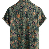 Chemise à Manches Courtes en Coton Vintage Décontractée avec Imprimé Floral pour Homme
