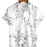 Chemise Hawaïenne en Coton Blanc à Fleurs pour Homme