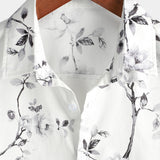 Chemise Hawaïenne en Coton Blanc à Fleurs pour Homme