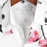 Chemise en Coton d'Été à Manches Courtes avec Imprimé Floral Rose pour Homme