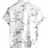 Chemise Hawaïenne en Coton Blanc à Fleurs pour Homme