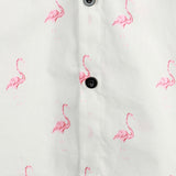 Chemise à Manches Courtes en Coton avec Imprimé Flamant Rose pour Homme