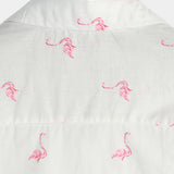Chemise à Manches Courtes en Coton avec Imprimé Flamant Rose pour Homme