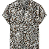 Chemise en Coton à Manches Courtes Léopard pour Homme