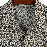 Chemise en Coton à Manches Courtes Léopard pour Homme