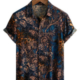 Chemise en Coton de Resort à Manches Courtes Florale Rétro pour Homme