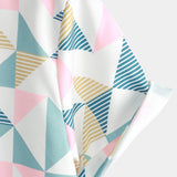 Chemise en Coton d'Été à Manches Courtes avec Imprimé Géométrique en Triangle Artistique pour Homme