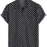 Chemise à Manches Courtes en Coton pour Homme avec Pois Noirs d'Été