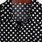 Chemise à Manches Courtes en Coton pour Homme avec Pois Noirs d'Été