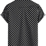 Chemise à Manches Courtes en Coton pour Homme avec Pois Noirs d'Été
