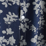 Chemise en Coton pour Homme à Manches Courtes avec Boutons et Imprimé Floral Vintage en Bleu Marine