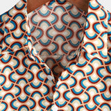Chemise en Coton d'Été à Manches Courtes pour Homme, Rétro, Boutons, Vintage, Géométrique, Cercles, Cool