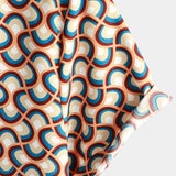 Chemise en Coton d'Été à Manches Courtes pour Homme, Rétro, Boutons, Vintage, Géométrique, Cercles, Cool