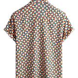 Chemise en Coton d'Été à Manches Courtes pour Homme, Rétro, Boutons, Vintage, Géométrique, Cercles, Cool