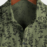 Chemise à Manches Courtes en Coton à Boutons Vintage Florale pour Homme