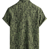 Chemise à Manches Courtes en Coton à Boutons Vintage Florale pour Homme