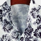 Chemise à Manches Courtes en Coton avec Imprimé de Crâne Floral de Couronne Punk Rock Noir pour Homme
