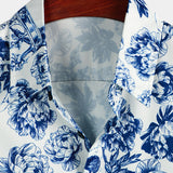 Chemise à Manches Courtes en Coton avec Imprimé de Crâne Floral de Couronne Punk Rock pour Homme