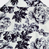 Chemise à Manches Courtes en Coton avec Imprimé de Crâne Floral de Couronne Punk Rock Noir pour Homme