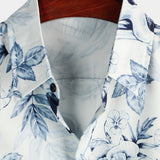 Chemise Casual en Coton à Manches Courtes avec Bouton et Imprimé Floral de Skull pour Homme