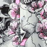 Chemises à Manches Courtes en Coton à Boutons pour Hommes avec Crânes et Fleurs Roses