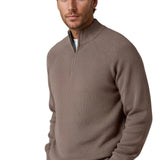 Pull homme à demi-zip avec col montant – Brun taupe