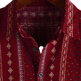 Chemise à Manches Courtes en Coton Vintage des Années 70 avec Imprimé Rayé Rouge pour Homme