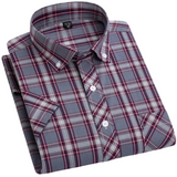 Chemise à Manches Courtes à Carreaux en Coton