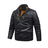Veste en Cuir Doublée en Fleece Rétro