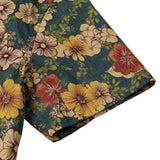 Chemise à manches courtes en coton respirant avec imprimé botanique vintage pour hommes