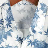 Chemise à Manches Courtes en Coton Respirant avec Imprimé de Feuille d'Érable pour Homme