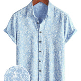 Chemise à Manches Courtes en Coton Hawaïenne pour Homme, Boutonnée, Couleur Bleu Clair