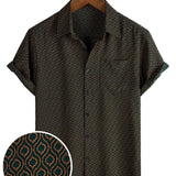 Chemise Retro en Coton à Manches Courtes avec Boutons Casual pour Homme