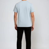 T-shirt pour hommes en coton – Respirant à manches courtes et col rond – Bleu brume