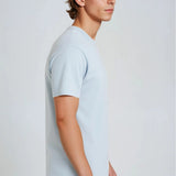 T-shirt pour hommes en coton – Respirant à manches courtes et col rond – Bleu brume