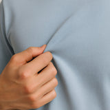 T-shirt pour hommes en coton – Respirant à manches courtes et col rond – Bleu brume