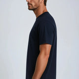 T-shirt en Coton pour Homme – Respirant à Manches Courtes Col Rond – Bleu Marine